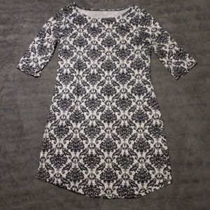 Black and White Print Jersey Dress